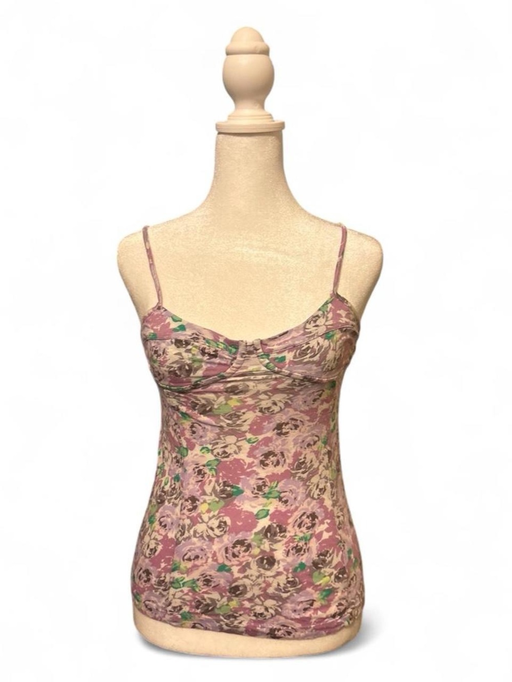 Cute vintage C&S floral shirt with adjustable straps and corset like top